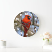 Eleganter Roter Kardinal Große Wanduhr (Zuhause)