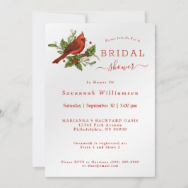 Eleganter Roter Kardinal Weihnachts-Brautparty Einladung