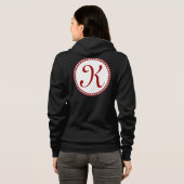 Eleganter Roter Letter K Monogram anpassbar Hoodie (Schwarz voll)