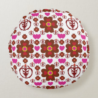 Eleganter roter Mandala-Geometrie-Schlafzimmer- un Rundes Kissen