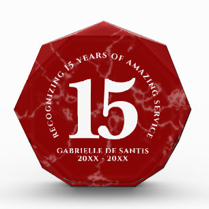 Eleganter Roter Marmor 15 Jahre Arbeit Jahrestag Fotoblock