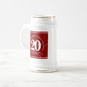 Eleganter Roter Marmor 20 Jahre Arbeit Jubiläum Bierglas (Vorderseite Links)