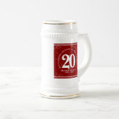 Eleganter Roter Marmor 20 Jahre Arbeit Jubiläum Bierglas (VorderseiteRechts)