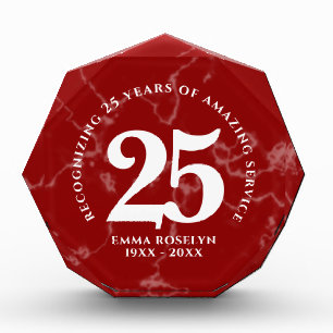 Eleganter Roter Marmor 25 Jahre Arbeit Jahrestag Fotoblock