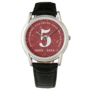Eleganter Roter Marmor 5 Jahre Arbeit Jahrestag Armbanduhr