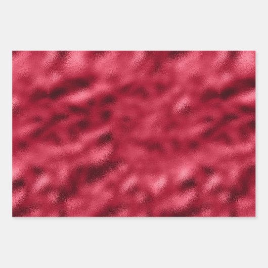 Eleganter Roter Metallischer Blumenstreifen Geschenkpapier Set (Vorderseite 3)