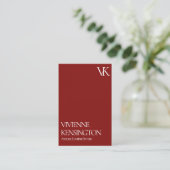 Eleganter roter minimalistischer QR-Code Visitenkarte (Stehend Vorderseite)