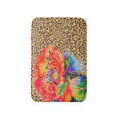 Eleganter roter Mohnblütenleoparden-Cheeta-Akzent Badematte (Vorderseite Vertikal)