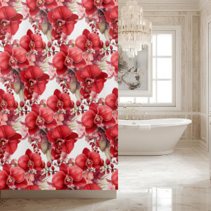 Eleganter roter Orchideen-Duschvorhang Duschvorhang