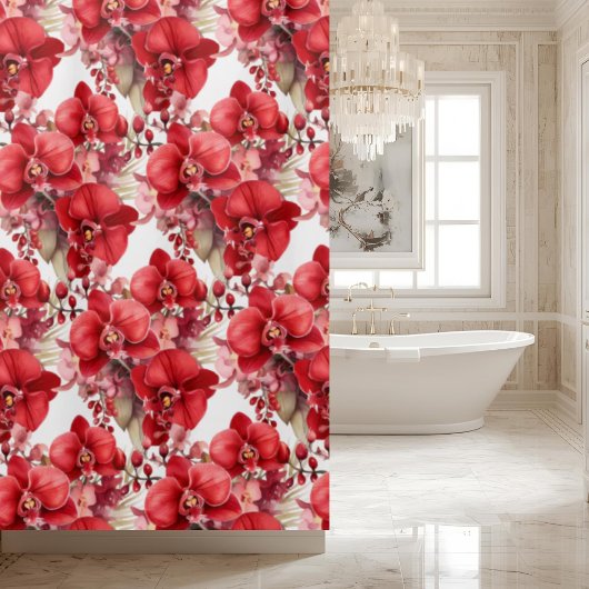Eleganter roter Orchideen-Duschvorhang Duschvorhang