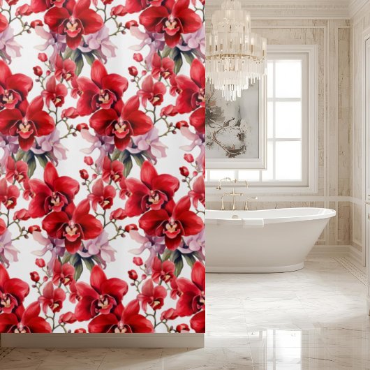Eleganter roter Orchideen-Duschvorhang Duschvorhang