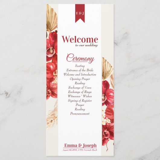 Eleganter, roter Orchideenfall Programm (Vorderseite)