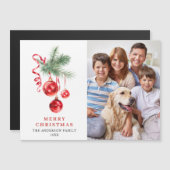 Eleganter Roter Ornament Frohe Weihnachten Magnetk Magnetkarte (Vorne/Hinten)