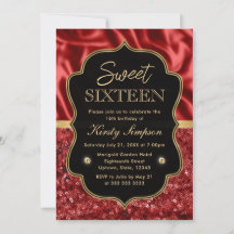 Eleganter Roter Satin & Glitzer Goldrahmen Sweet 1