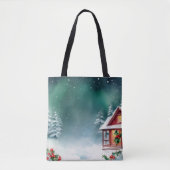 Eleganter Roter Schnee Frohe Weihnachtskiefer Holi Tasche (Vorderseite)