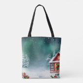Eleganter Roter Schnee Frohe Weihnachtskiefer Holi Tasche (Rückseite)