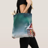 Eleganter Roter Schnee Frohe Weihnachtskiefer Holi Tasche (Von Nahem)
