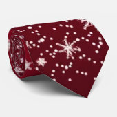 Eleganter roter Schneeflocken-Weihnachts- Krawatte (Gerollt)