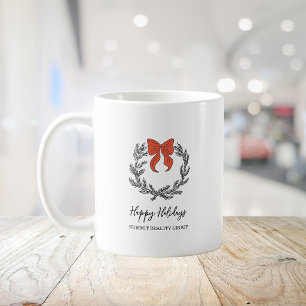 Eleganter roter schwarzer Kranz Weihnachten Feiert Kaffeetasse