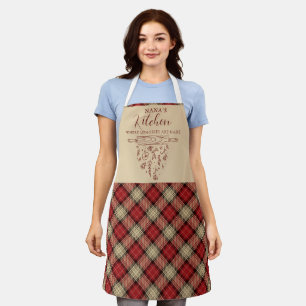 Eleganter roter und beige-schottischer Tartan-Karo Schürze