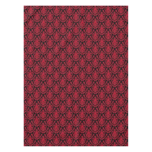 Eleganter roter und schwarzer Damast-Druck Tischdecke (Vorderseite)