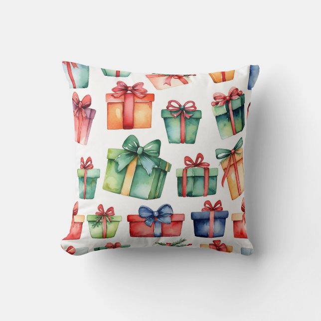 Eleganter roter und weißer saisonaler traditionell kissen (Vorderseite)