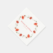 Eleganter Roter Wasserfarben Mohnblume Blume Wreat Serviette (Ecke)