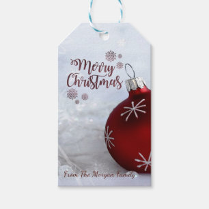 Eleganter roter Weihnachtsball Geschenkanhänger