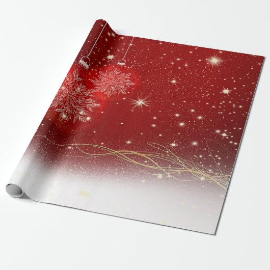 Eleganter Roter Weihnachtsball Geschenkpapier (Ungerollt)