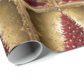 Eleganter Roter Weihnachtsbaum Gold fröhliche Xmas Geschenkpapier (Rolleneckpunkt)