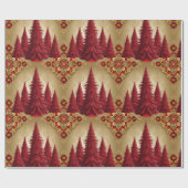 Eleganter Roter Weihnachtsbaum Gold fröhliche Xmas Geschenkpapier (Flach)