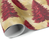 Eleganter Roter Weihnachtsbaum Gold fröhliche Xmas Geschenkpapier (Rolleneckpunkt)