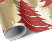Eleganter Roter Weihnachtsbaum Gold fröhliche Xmas Geschenkpapier (Rolleneckpunkt)