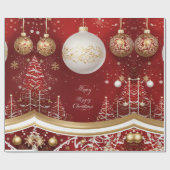Eleganter Roter Weihnachtsbaum und Ball Holiday Geschenkpapier (Flach)