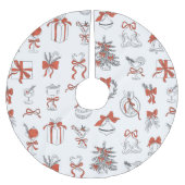 Eleganter roter Weihnachtsfeiertag Polyester Weihnachtsbaumdecke (Vorderseite)