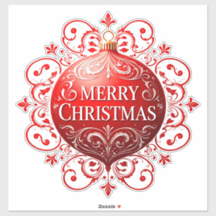 Eleganter roter Weihnachtsschmuck Aufkleber