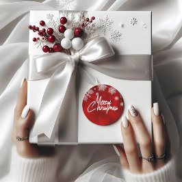 Eleganter Roter Weihnachtsschneeflocken Rundaufkle Runder Aufkleber