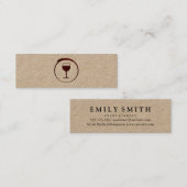 Eleganter Roter Weinstock mit Weinglas Mini Visitenkarte (Vorne/Hinten)