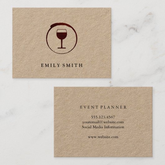 Eleganter Roter Weinstock mit Weinglas Visitenkarte (Vorne/Hinten)
