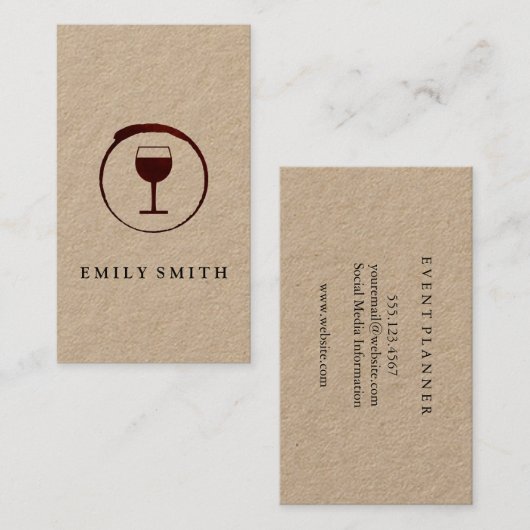 Eleganter Roter Weinstock mit Weinglas Visitenkarte (Vorne/Hinten)