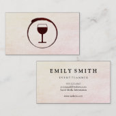 Eleganter Roter Weinstock mit Weinglas Visitenkarte (Vorne/Hinten)