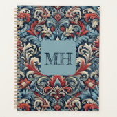 Eleganter roter, weißer und blauer Damast mit Mono Planer (Vorderseite)