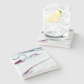 Eleganter roter, weißer und blauer Marmor Steinuntersetzer (Seitenansicht)