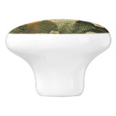 Eleganter Rotfuchs und grünes Laubwerk Keramikknauf (Seitenansicht)