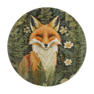 Eleganter Rotfuchs und grünes Laubwerk Schneidebrett