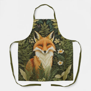 Eleganter Rotfuchs und grünes Laubwerk Schürze