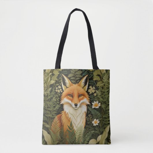Eleganter Rotfuchs und grünes Laubwerk Tasche (Vorderseite)
