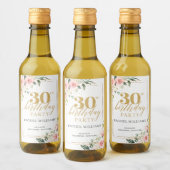 Eleganter Rotholz Blütengold Glitzer Salbei Weinetikett (Flaschen)