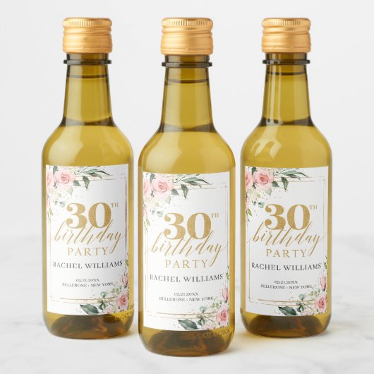 Eleganter Rotholz Blütengold Glitzer Salbei Weinetikett (Flaschen)