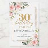 Eleganter Rotholz Blütengold Glitzer Salbei Weinetikett (Einzelnes Label)